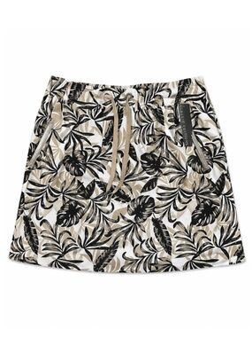 Classic Editions Black & Beige Tropical Print Skort – Size Medium NWT
